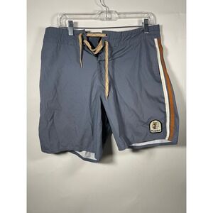 Howler Brothers Mens Swim Trunks‎ Surf Board Shorts Striped Logo Gray 34